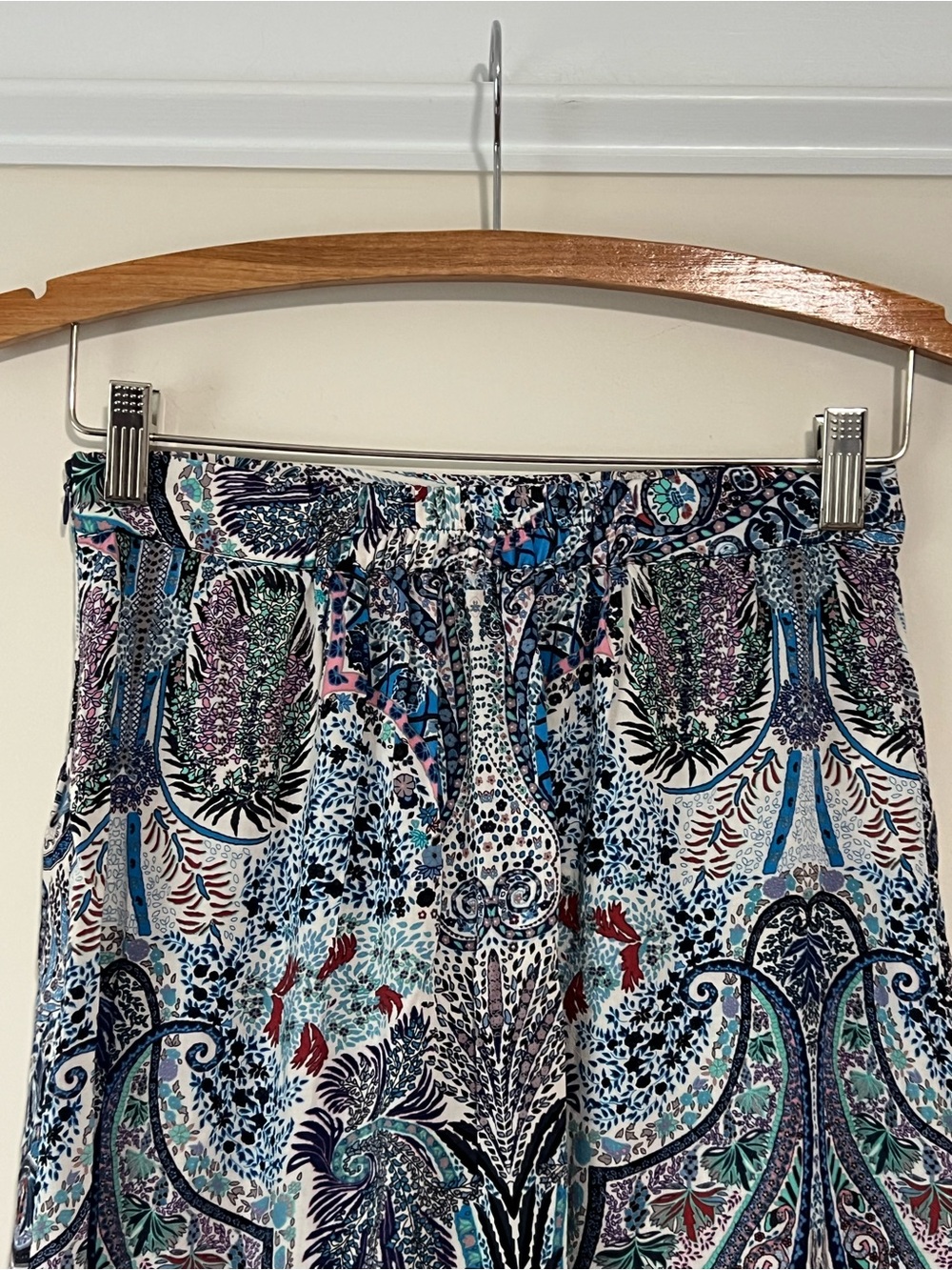 T Tahari Boho Multicolor Paisley Tiered Maxi Skirt in Blue, Teal and Pink - Picture 3 of 9
